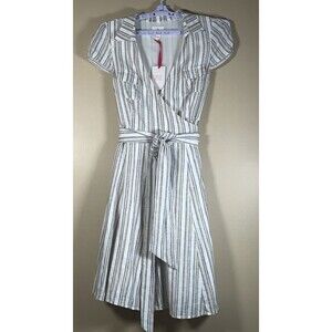 JB Julie Brown LargeWrap Dress RACER Sunbeam NWT NEW $290 Striped Neutrals